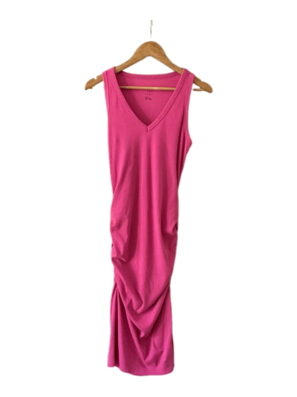 A New Day Sleeveless V-Neck Hot Pink Maxi Dress with Side Rouching